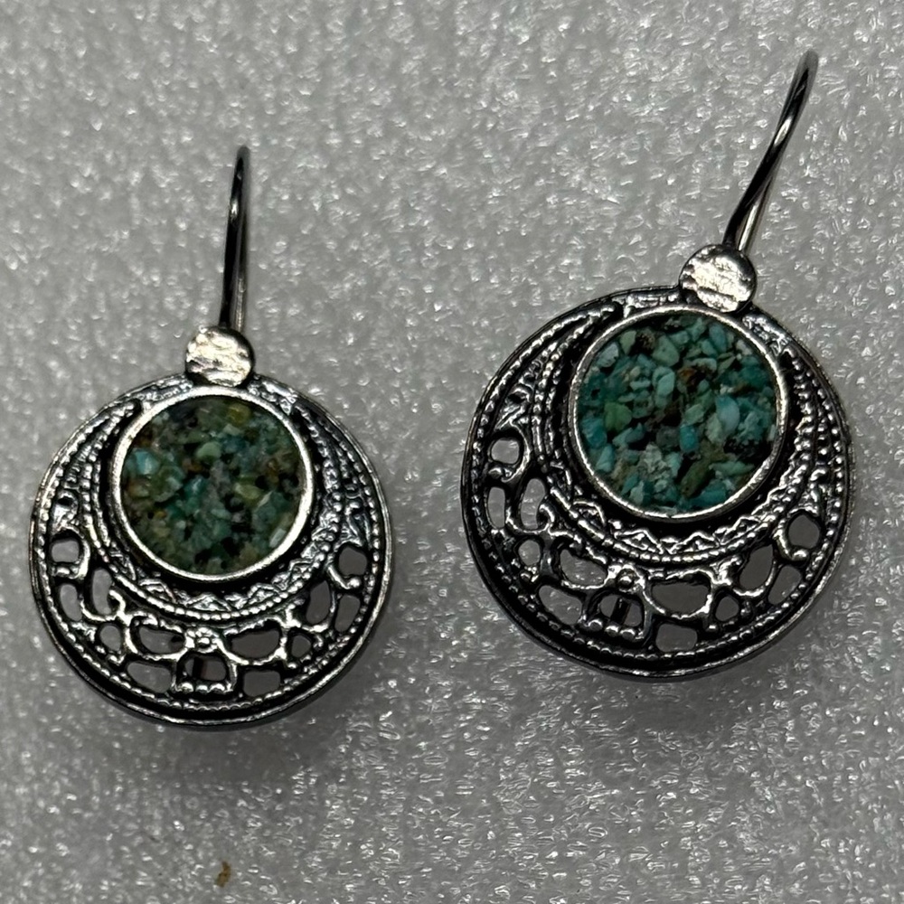 Elegant Silver and Green Earrings